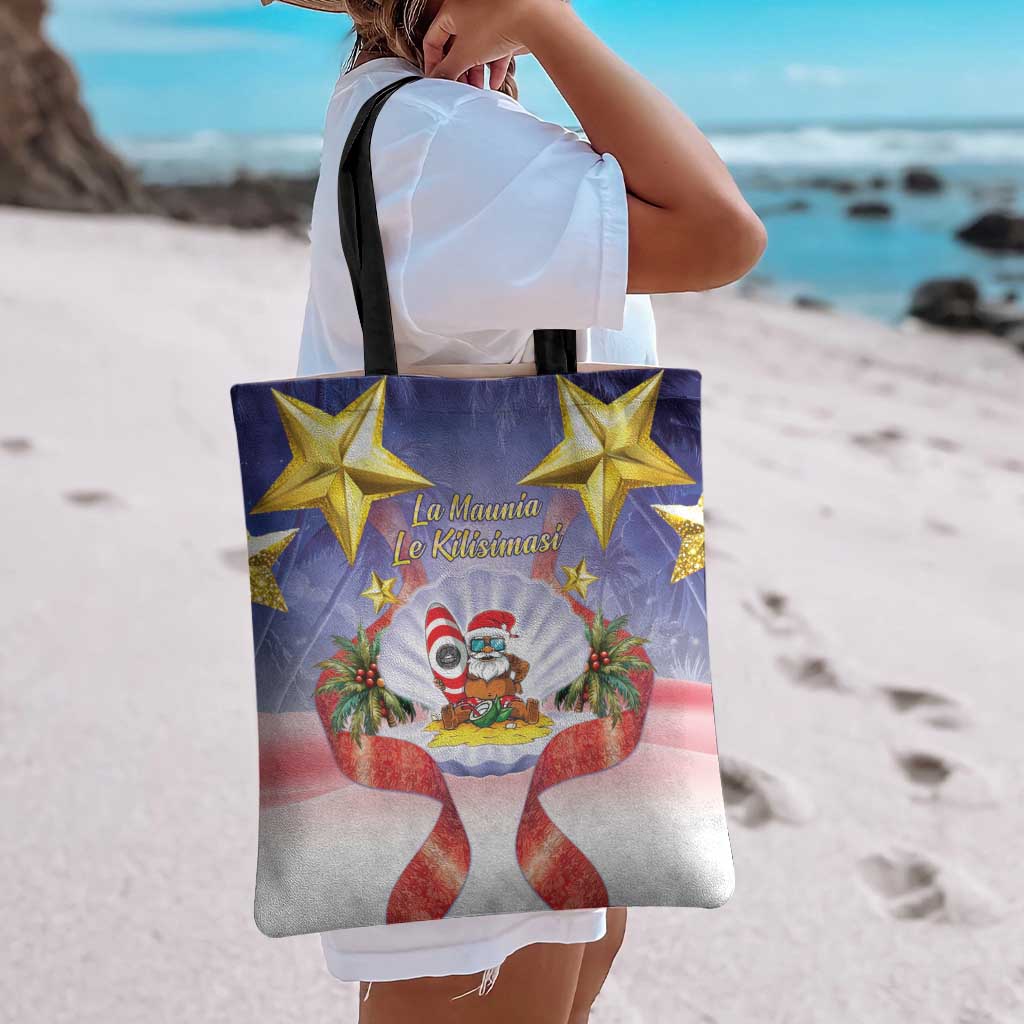 American Samoa Christmas Tote Bag Seashell Santa Beach Vibes - Polynesian Pride