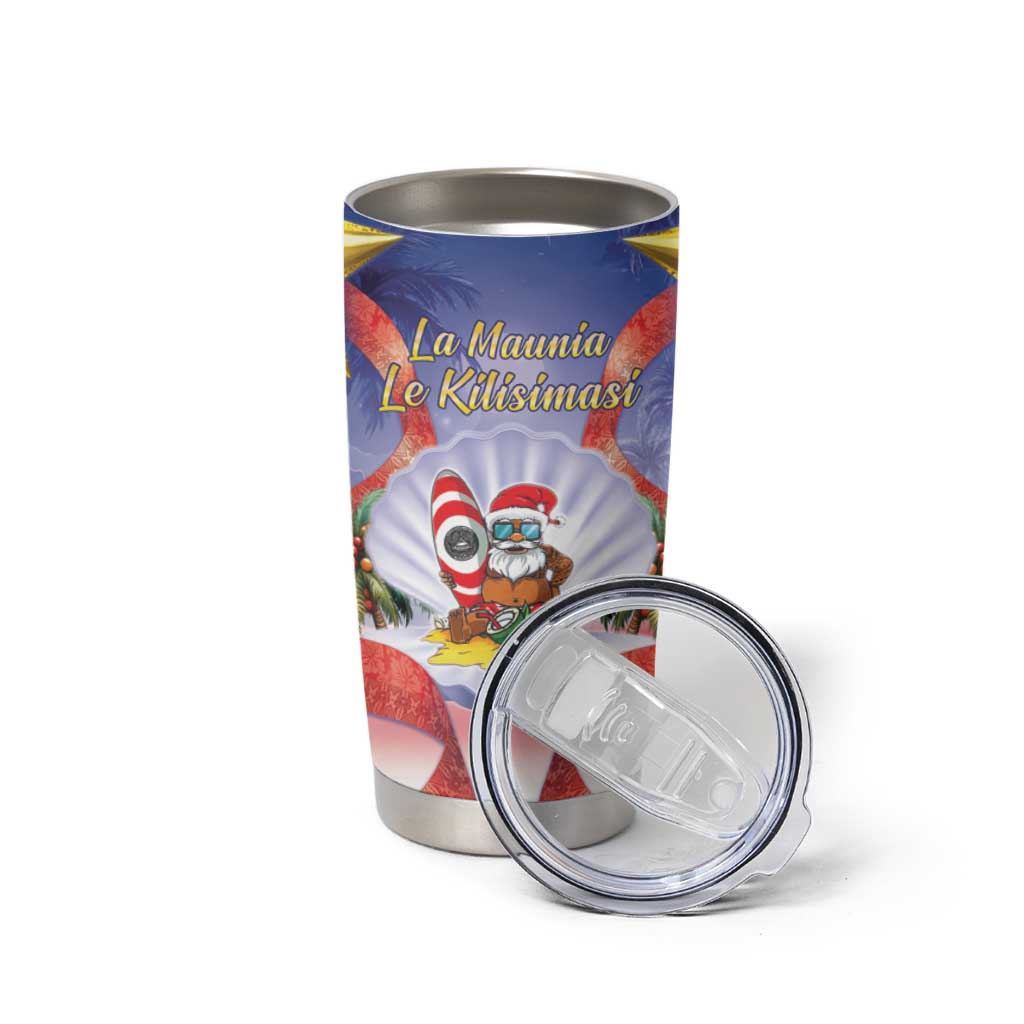 American Samoa Christmas Tumbler Cup Seashell Santa Beach Vibes - Polynesian Pride