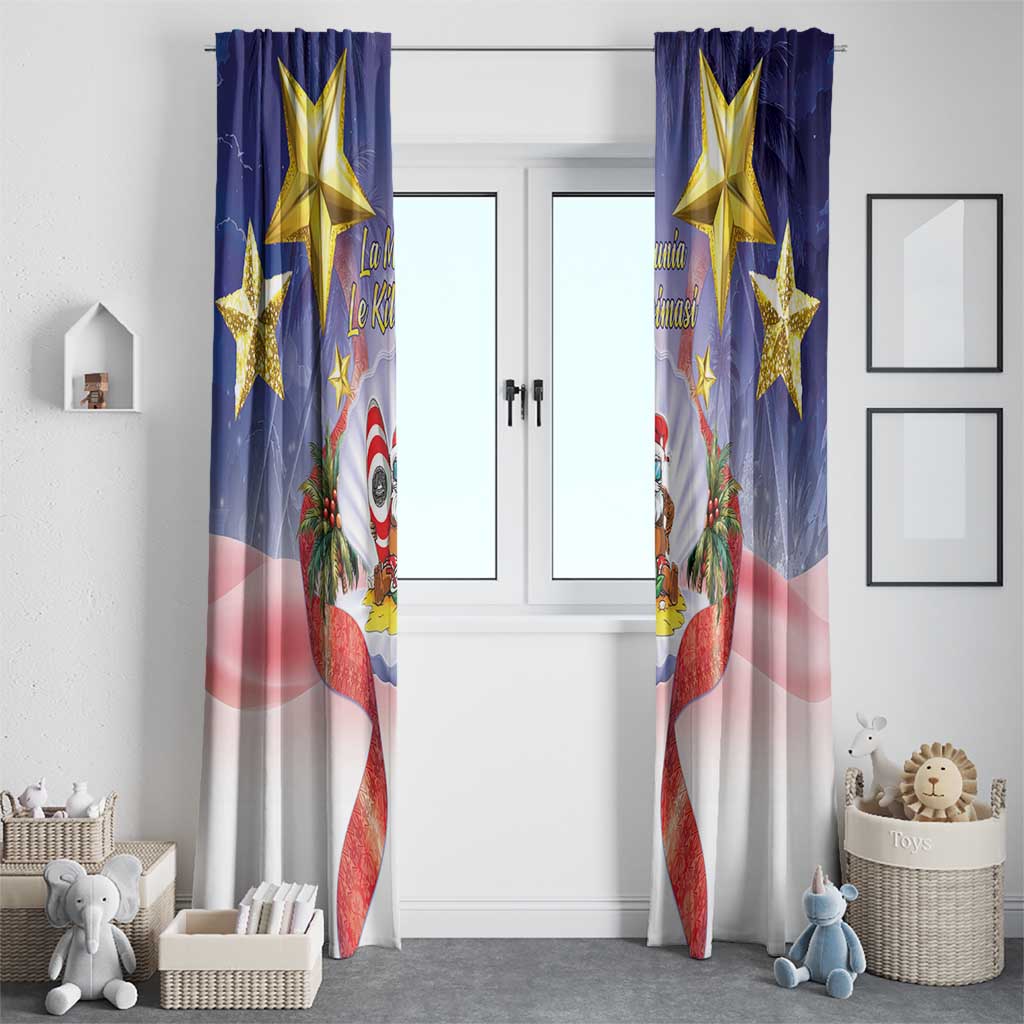 American Samoa Christmas Window Curtain Seashell Santa Beach Vibes - Polynesian Pride