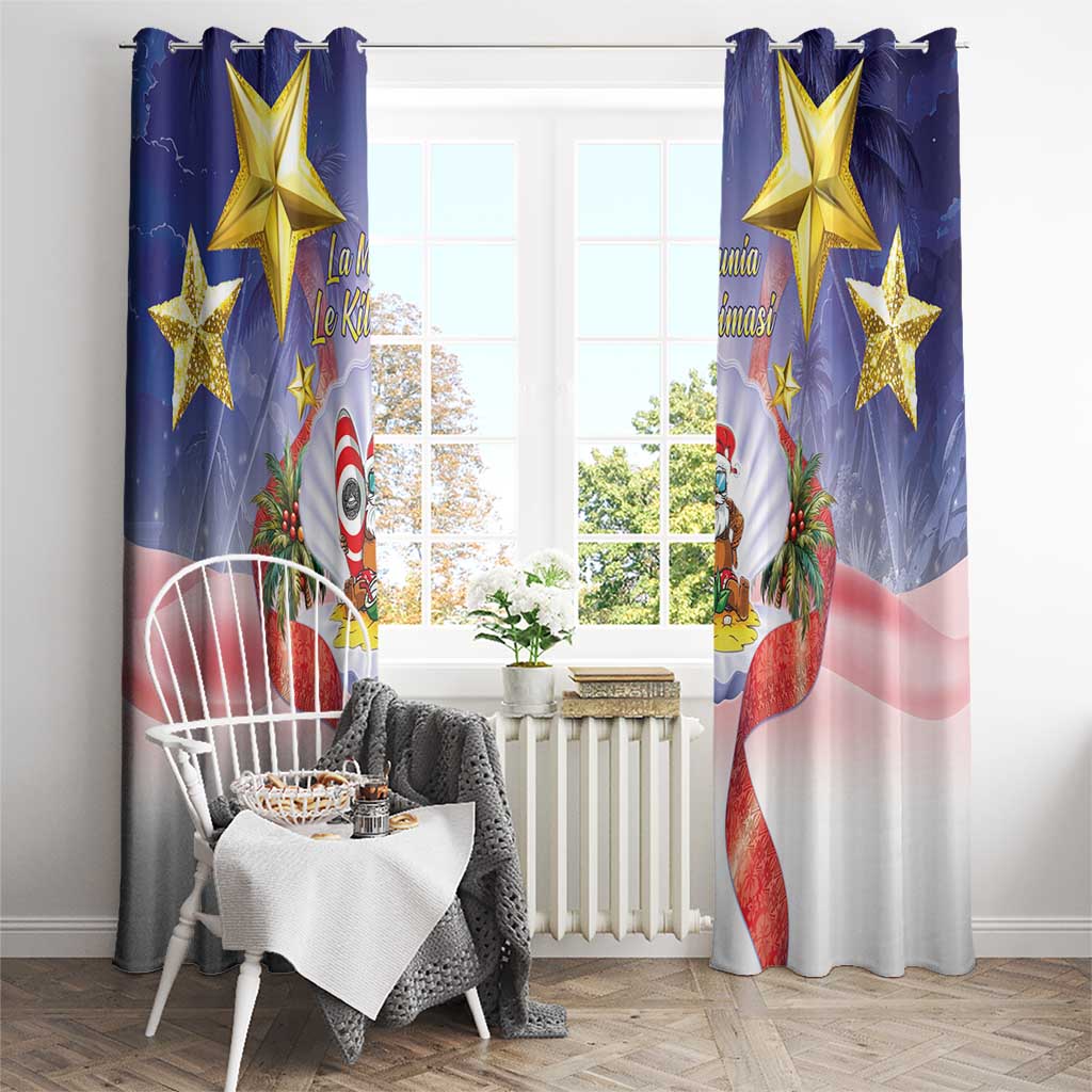 American Samoa Christmas Window Curtain Seashell Santa Beach Vibes - Polynesian Pride
