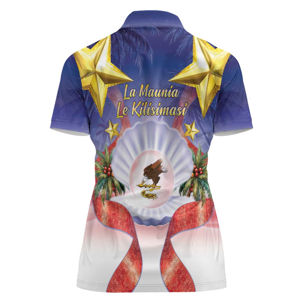 American Samoa Christmas Women Polo Shirt Seashell Santa Beach Vibes LT05 - Polynesian Pride