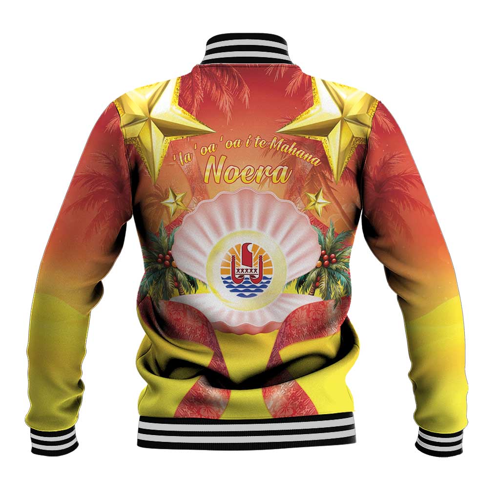 French Polynesia Christmas Baseball Jacket Seashell Santa Beach Vibes - Polynesian Pride