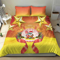 French Polynesia Christmas Bedding Set Seashell Santa Beach Vibes - Polynesian Pride