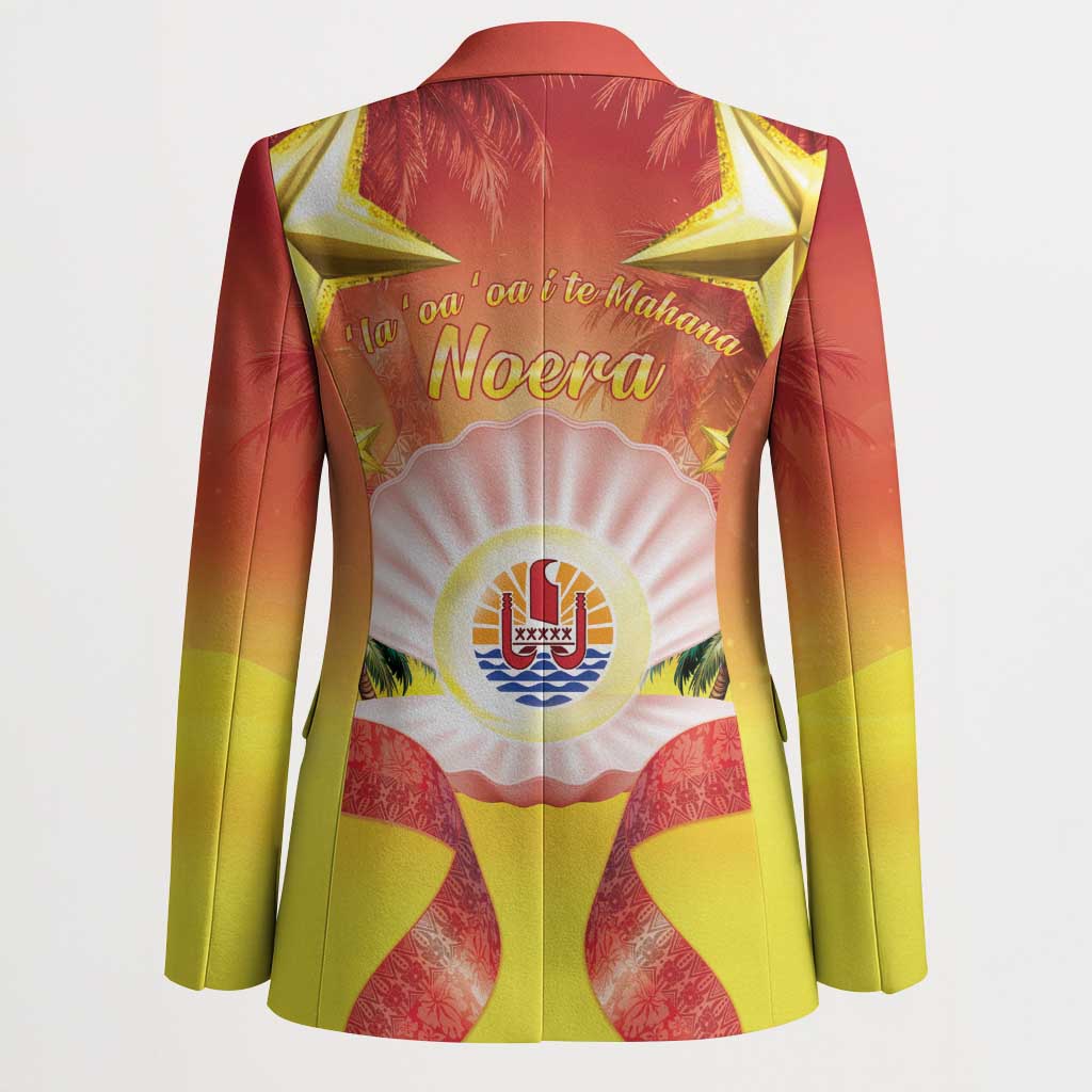 French Polynesia Christmas Blazer Seashell Santa Beach Vibes - Polynesian Pride