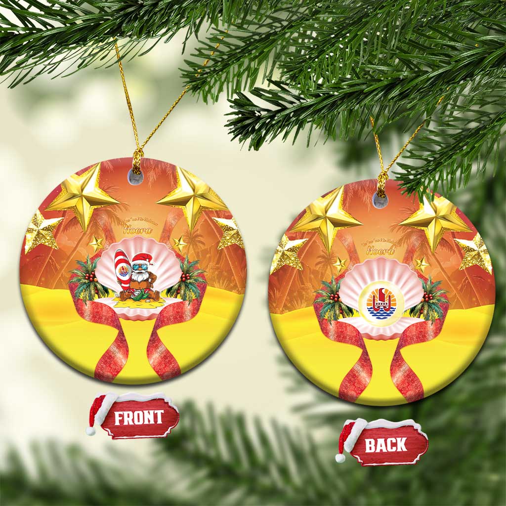 French Polynesia Christmas Ceramic Ornament Seashell Santa Beach Vibes - Polynesian Pride