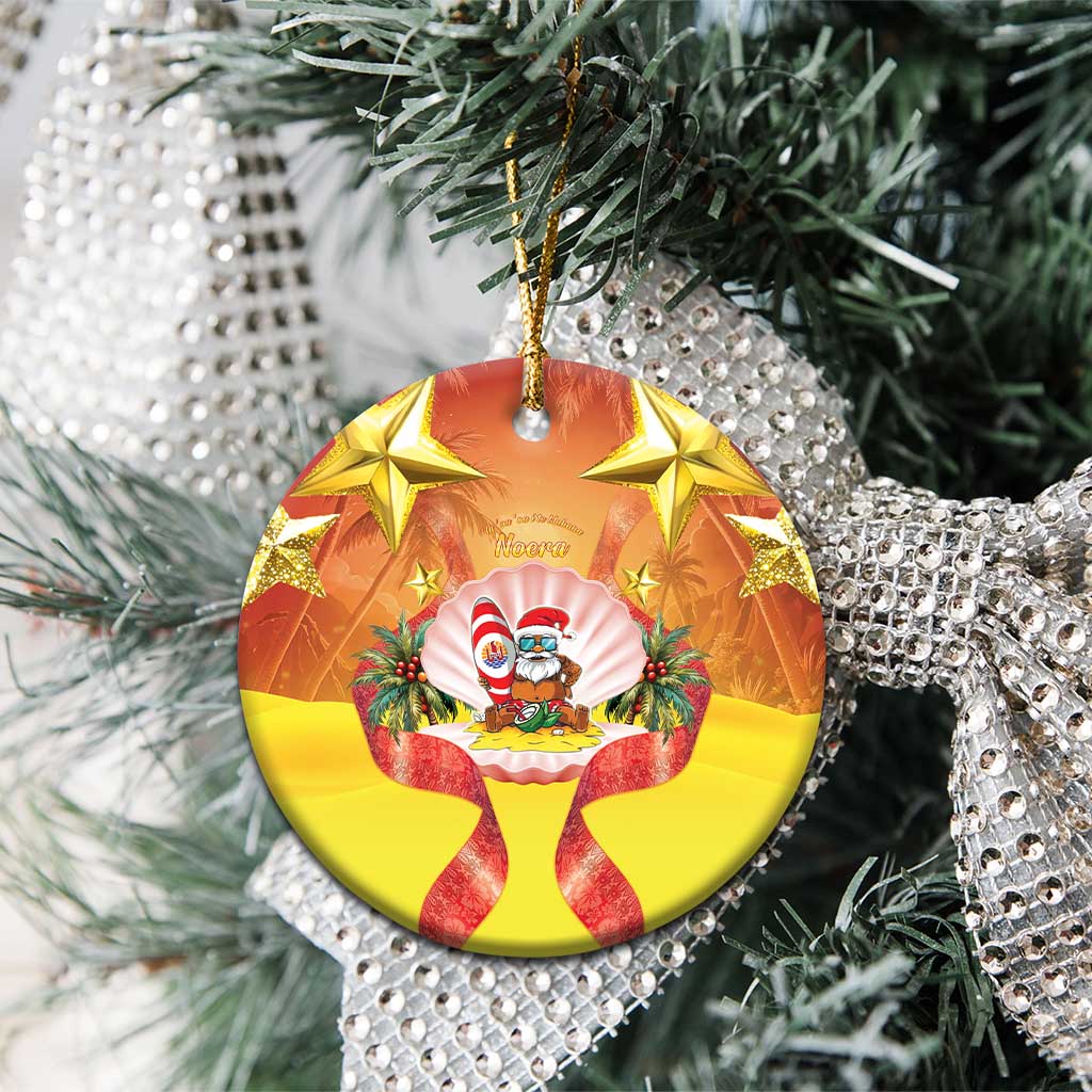 French Polynesia Christmas Ceramic Ornament Seashell Santa Beach Vibes - Polynesian Pride