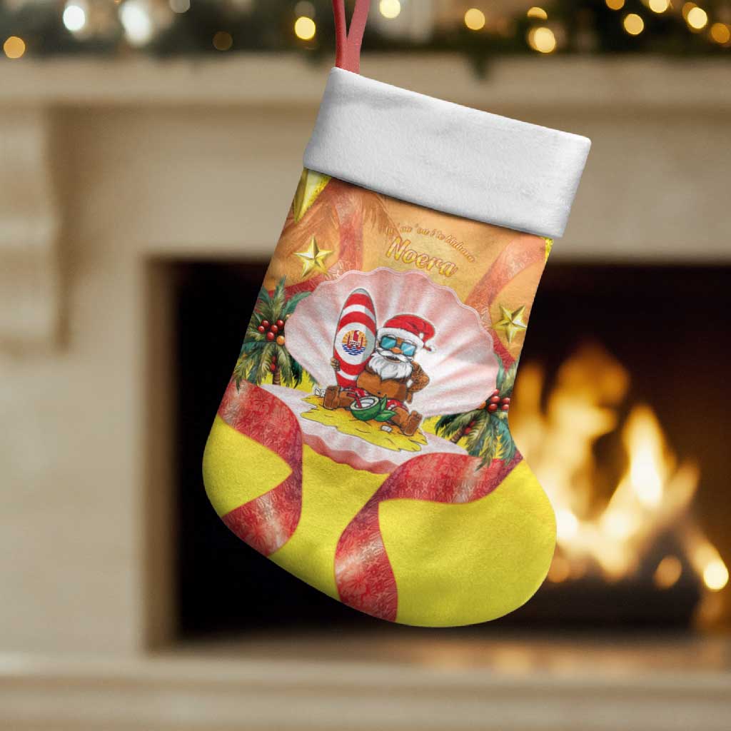 French Polynesia Christmas Stocking Seashell Santa Beach Vibes - Polynesian Pride