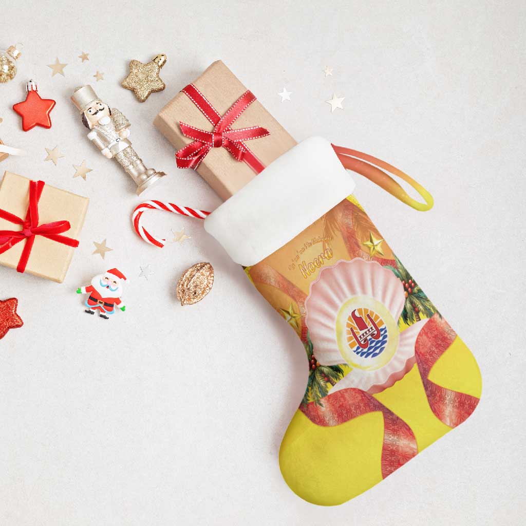 French Polynesia Christmas Stocking Seashell Santa Beach Vibes - Polynesian Pride