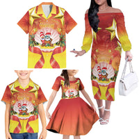 French Polynesia Christmas Family Matching Off The Shoulder Long Sleeve Dress and Hawaiian Shirt Seashell Santa Beach Vibes - Polynesian Pride