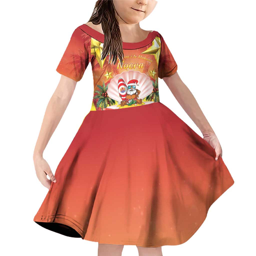 French Polynesia Christmas Family Matching Off Shoulder Short Dress and Hawaiian Shirt Seashell Santa Beach Vibes - Polynesian Pride