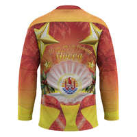 French Polynesia Christmas Hockey Jersey Seashell Santa Beach Vibes - Polynesian Pride