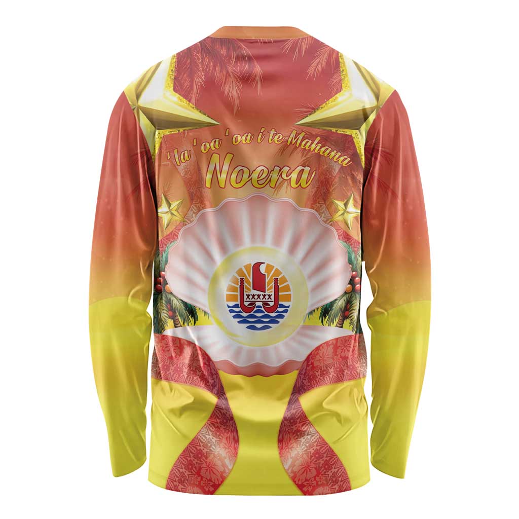 French Polynesia Christmas Long Sleeve Shirt Seashell Santa Beach Vibes - Polynesian Pride
