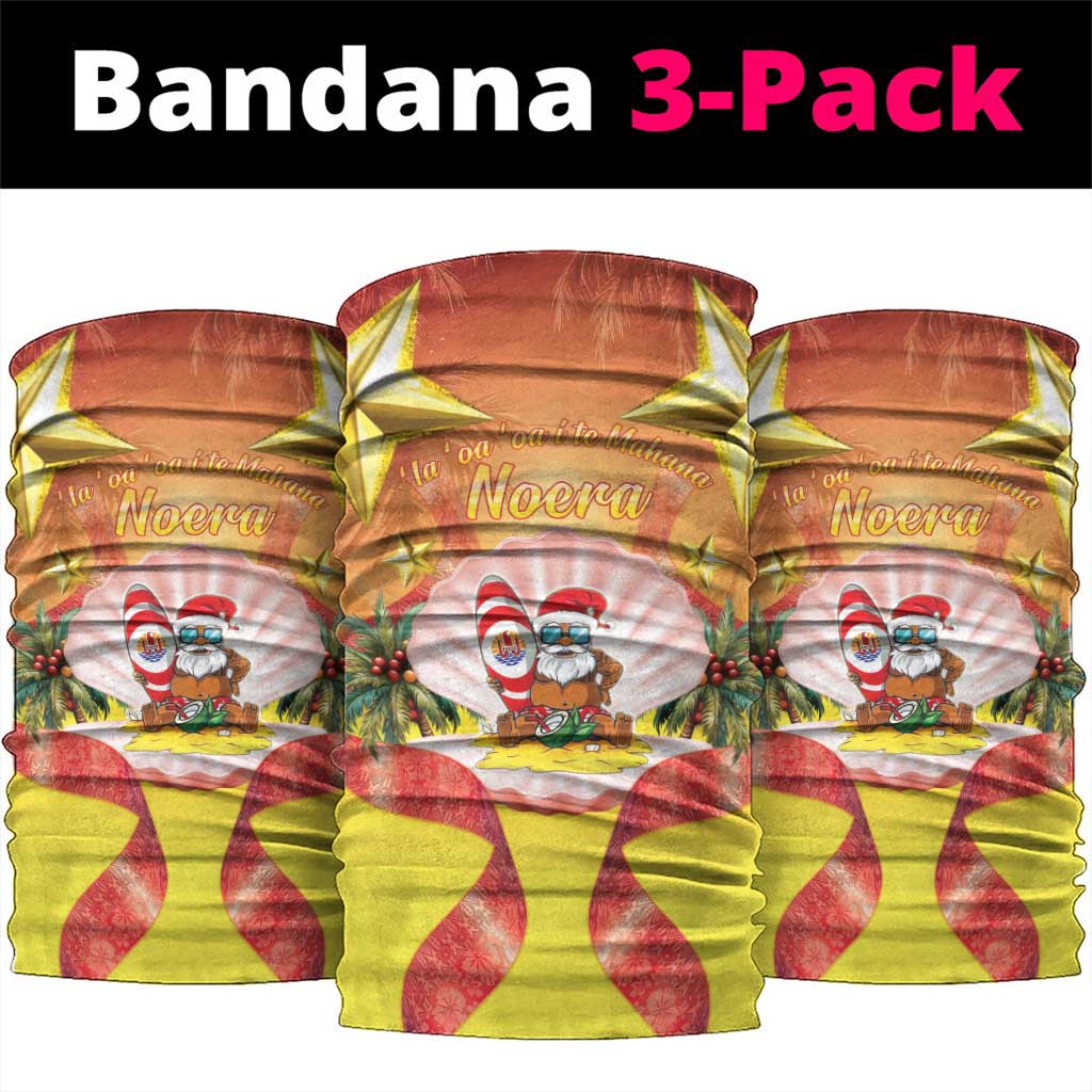 French Polynesia Christmas Neck Gaiter Seashell Santa Beach Vibes - Polynesian Pride