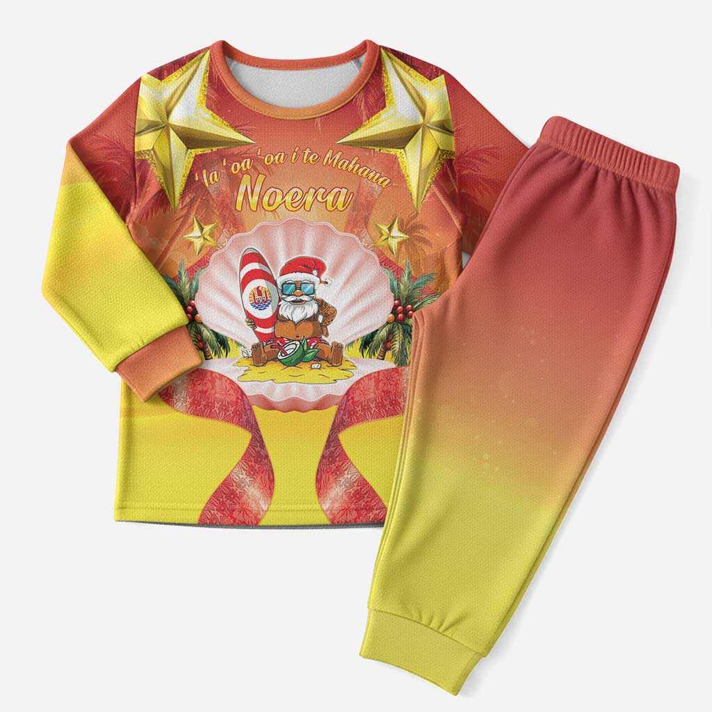 French Polynesia Christmas Pajama Set Seashell Santa Beach Vibes - Polynesian Pride