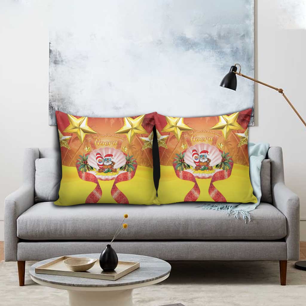 French Polynesia Christmas Pillow Cover Seashell Santa Beach Vibes - Polynesian Pride