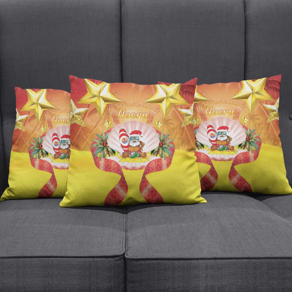 French Polynesia Christmas Pillow Cover Seashell Santa Beach Vibes - Polynesian Pride