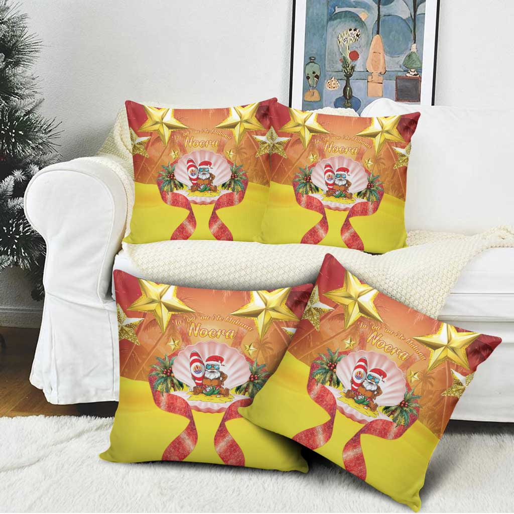 French Polynesia Christmas Pillow Cover Seashell Santa Beach Vibes - Polynesian Pride