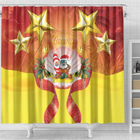 French Polynesia Christmas Shower Curtain Seashell Santa Beach Vibes - Polynesian Pride