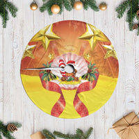 French Polynesia Christmas Tree Skirt Seashell Santa Beach Vibes - Polynesian Pride