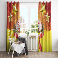 French Polynesia Christmas Window Curtain Seashell Santa Beach Vibes - Polynesian Pride