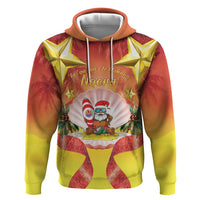 French Polynesia Christmas Zip Hoodie Seashell Santa Beach Vibes - Polynesian Pride