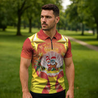 French Polynesia Christmas Zipper Polo Shirt Seashell Santa Beach Vibes - Polynesian Pride