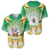 Cook Islands Christmas Baseball Jersey Seashell Santa Beach Vibes - Polynesian Pride