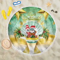 Cook Islands Christmas Beach Blanket Seashell Santa Beach Vibes - Polynesian Pride
