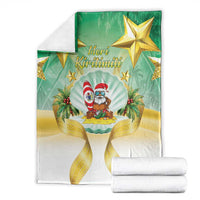 Cook Islands Christmas Blanket Seashell Santa Beach Vibes - Polynesian Pride