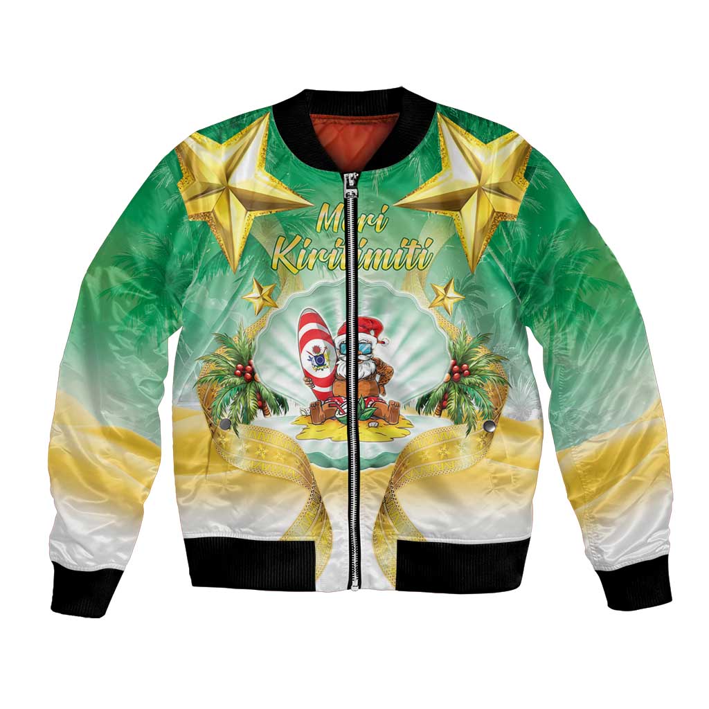 Cook Islands Christmas Bomber Jacket Seashell Santa Beach Vibes - Polynesian Pride