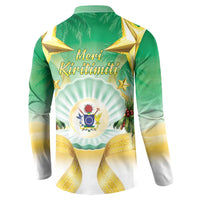 Cook Islands Christmas Button Sweatshirt Seashell Santa Beach Vibes - Polynesian Pride