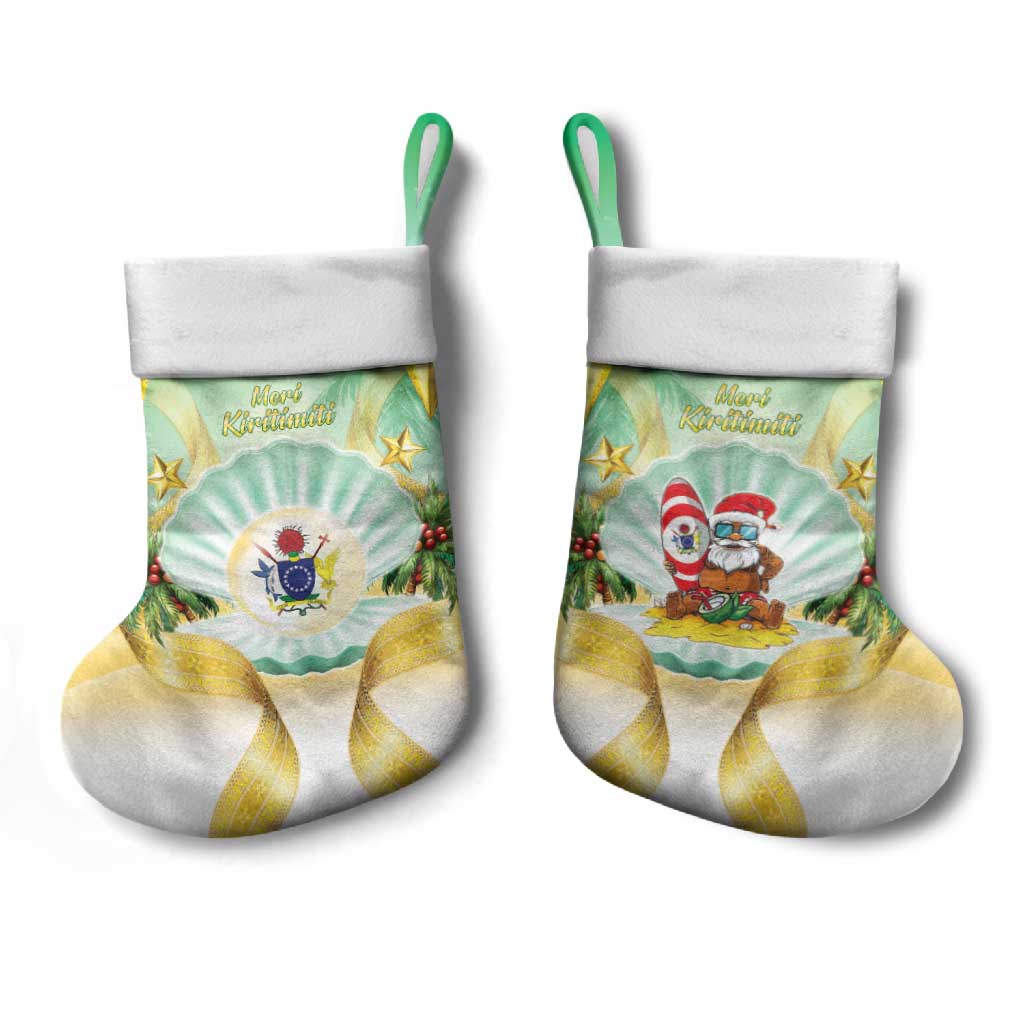Cook Islands Christmas Stocking Seashell Santa Beach Vibes - Polynesian Pride