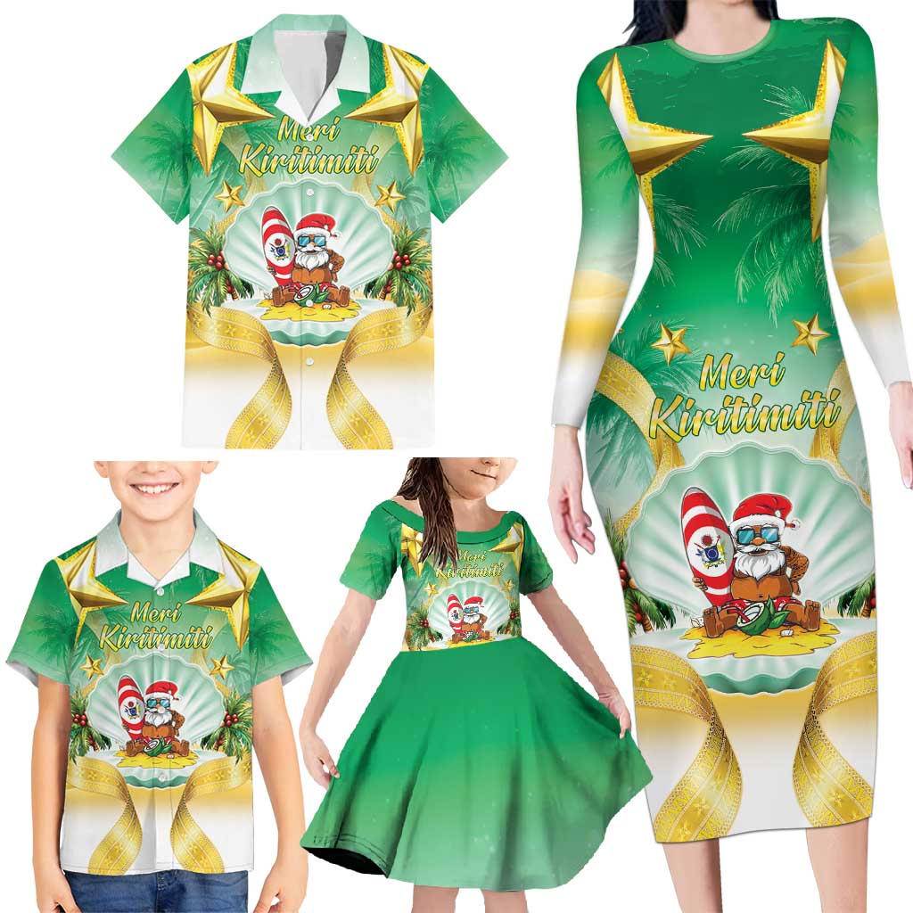 Cook Islands Christmas Family Matching Long Sleeve Bodycon Dress and Hawaiian Shirt Seashell Santa Beach Vibes - Polynesian Pride