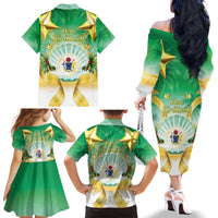Cook Islands Christmas Family Matching Off The Shoulder Long Sleeve Dress and Hawaiian Shirt Seashell Santa Beach Vibes - Polynesian Pride