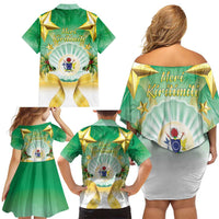 Cook Islands Christmas Family Matching Off Shoulder Short Dress and Hawaiian Shirt Seashell Santa Beach Vibes - Polynesian Pride