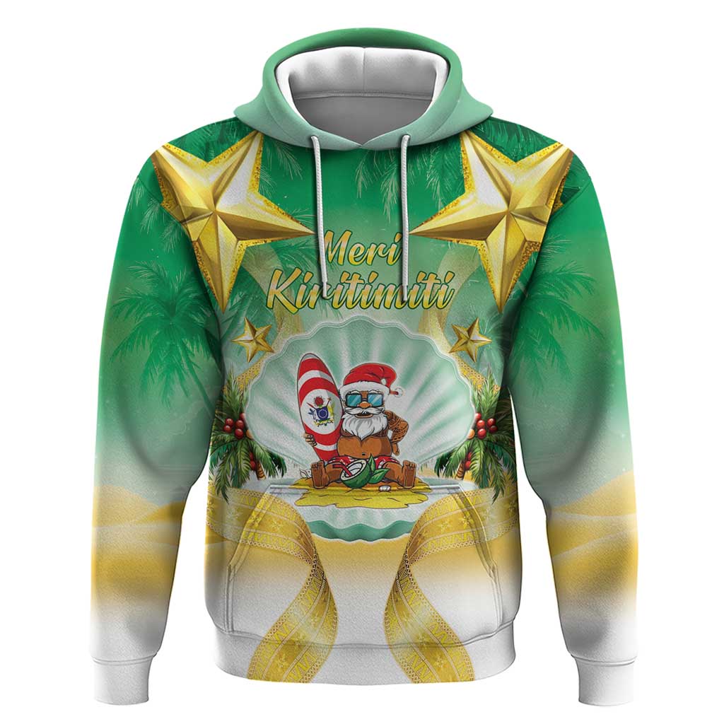 Cook Islands Christmas Hoodie Seashell Santa Beach Vibes - Polynesian Pride