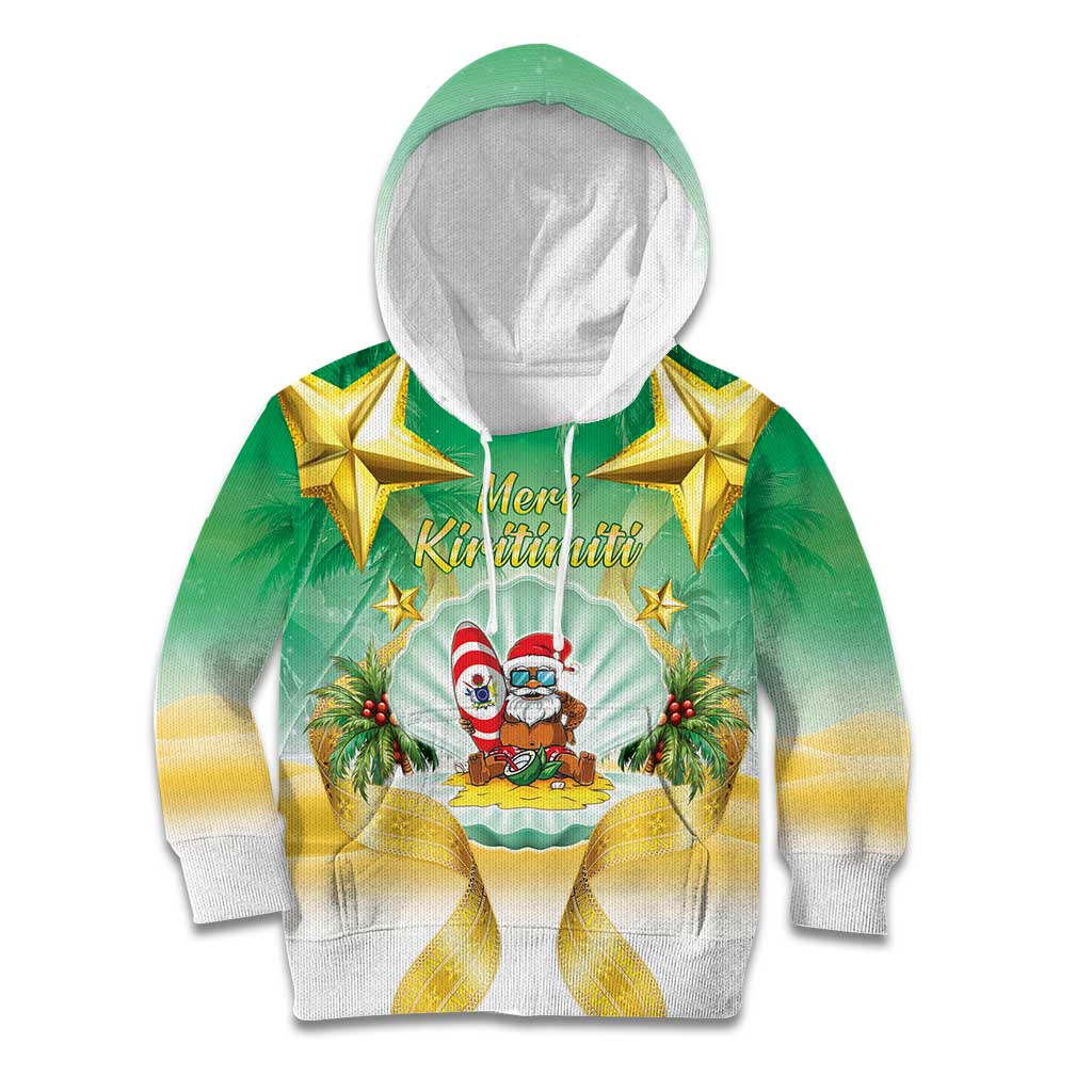 Cook Islands Christmas Kid Hoodie Seashell Santa Beach Vibes - Polynesian Pride