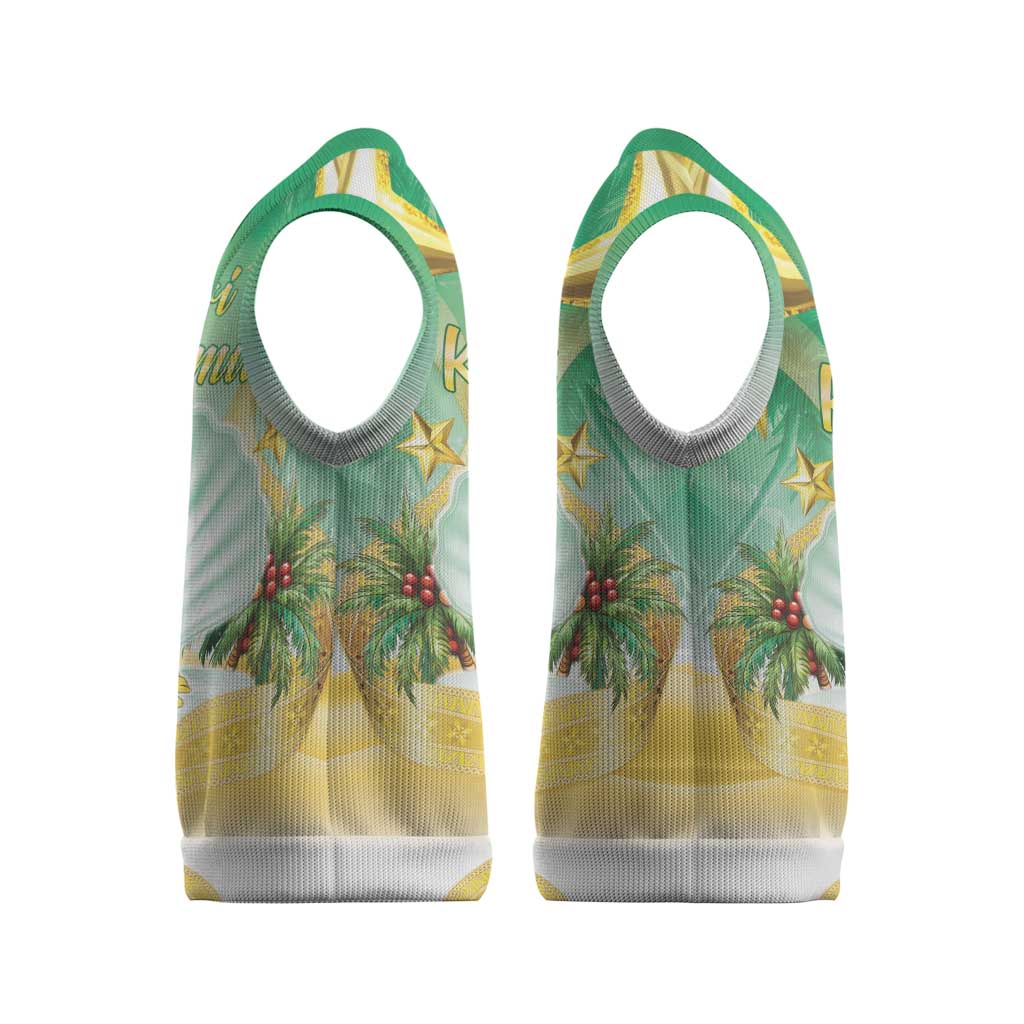 Cook Islands Christmas Knitted V-Neck Vest Seashell Santa Beach Vibes - Polynesian Pride