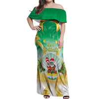 Cook Islands Christmas Off Shoulder Maxi Dress Seashell Santa Beach Vibes - Polynesian Pride