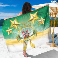 Cook Islands Christmas Sarong Seashell Santa Beach Vibes - Polynesian Pride