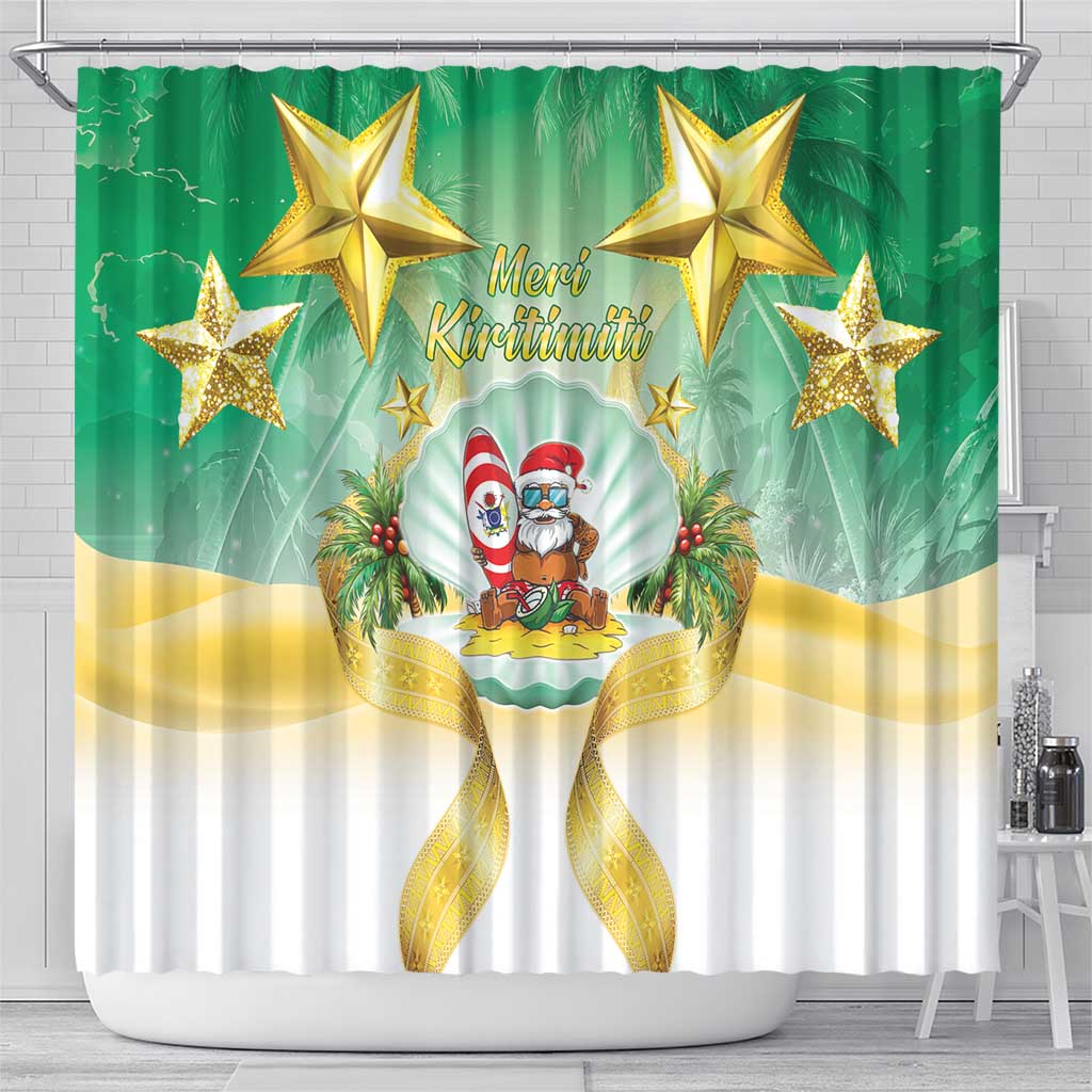 Cook Islands Christmas Shower Curtain Seashell Santa Beach Vibes - Polynesian Pride