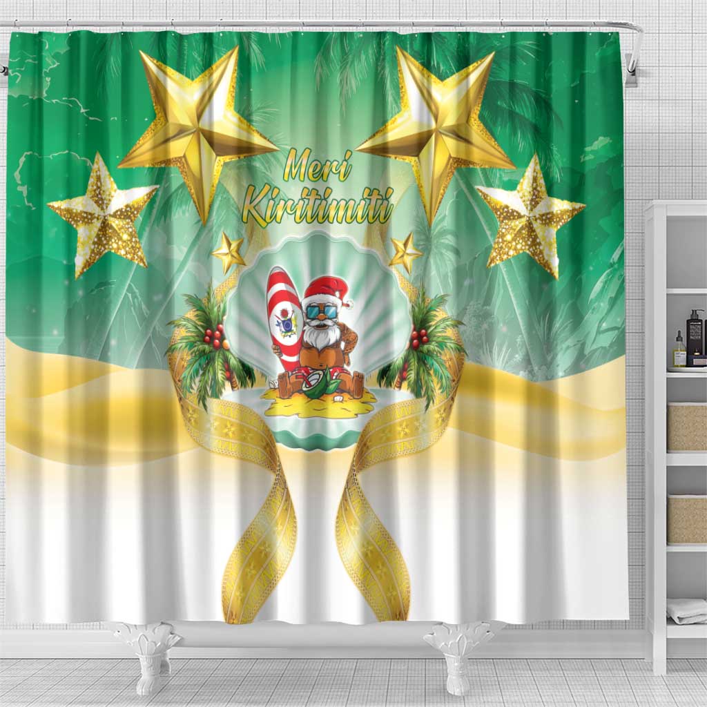 Cook Islands Christmas Shower Curtain Seashell Santa Beach Vibes - Polynesian Pride