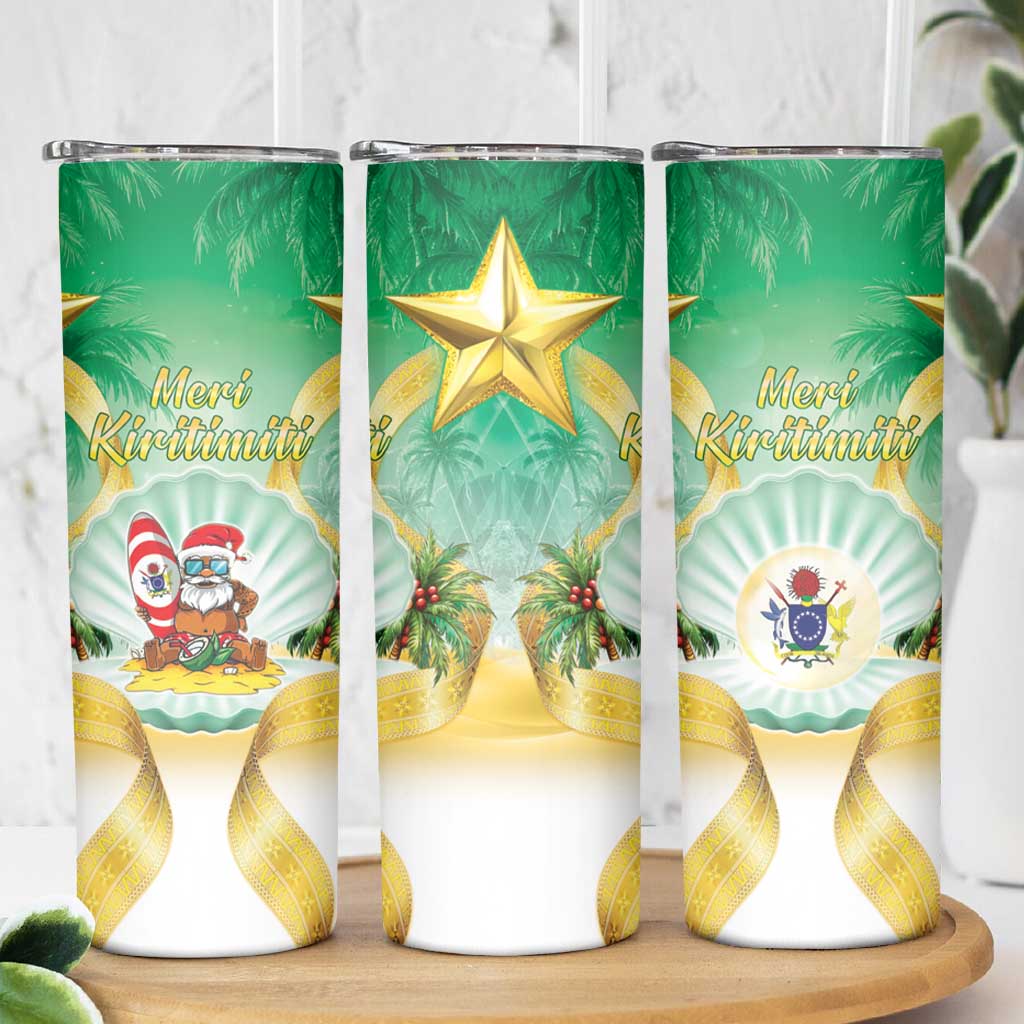 Cook Islands Christmas Skinny Tumbler Seashell Santa Beach Vibes - Polynesian Pride