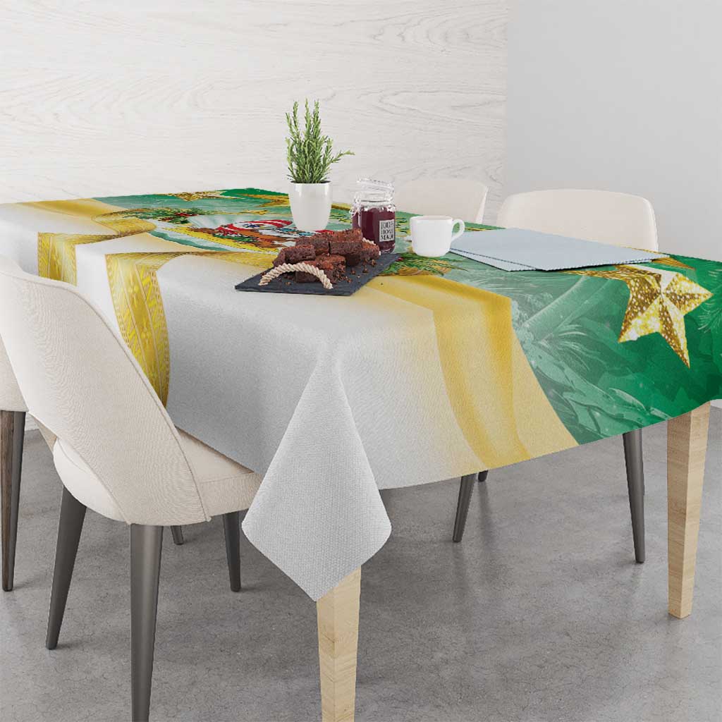 Cook Islands Christmas Tablecloth Seashell Santa Beach Vibes - Polynesian Pride