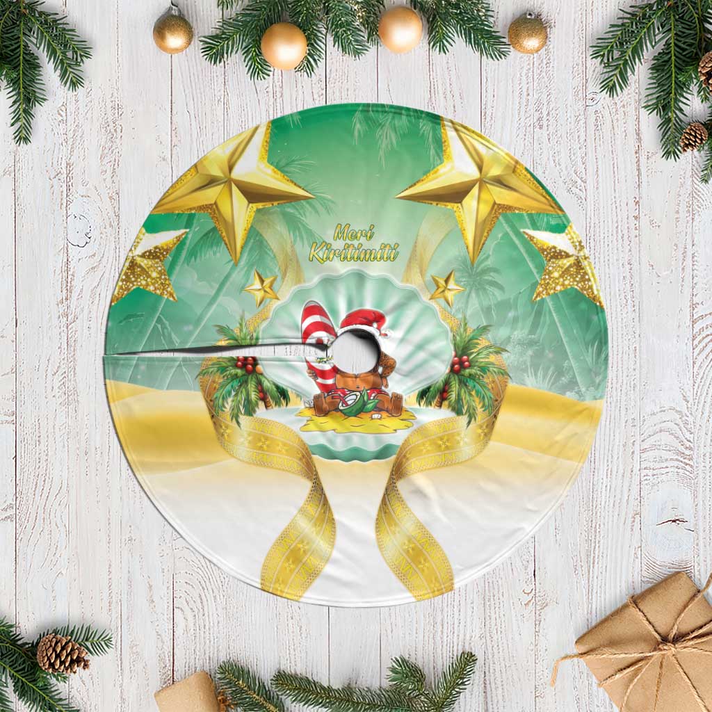 Cook Islands Christmas Tree Skirt Seashell Santa Beach Vibes - Polynesian Pride