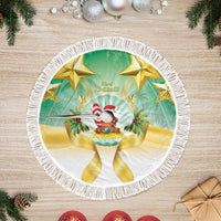 Cook Islands Christmas Tree Skirt Seashell Santa Beach Vibes - Polynesian Pride