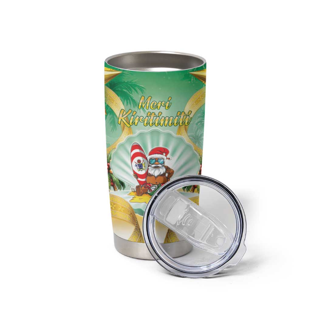 Cook Islands Christmas Tumbler Cup Seashell Santa Beach Vibes - Polynesian Pride