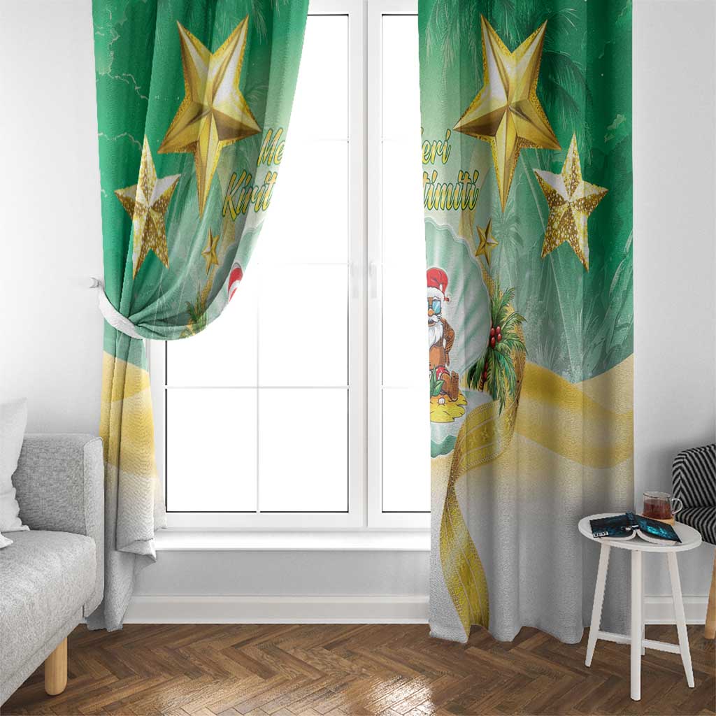 Cook Islands Christmas Window Curtain Seashell Santa Beach Vibes - Polynesian Pride