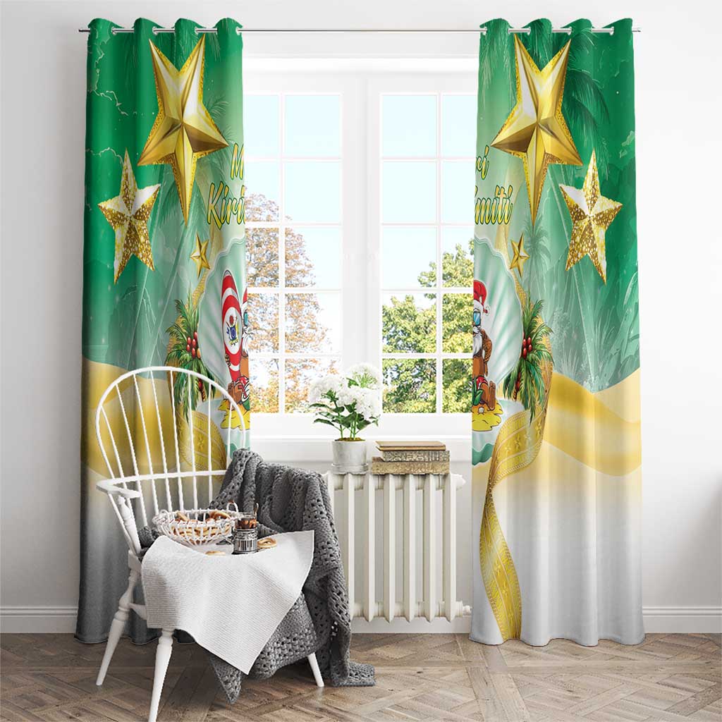 Cook Islands Christmas Window Curtain Seashell Santa Beach Vibes - Polynesian Pride