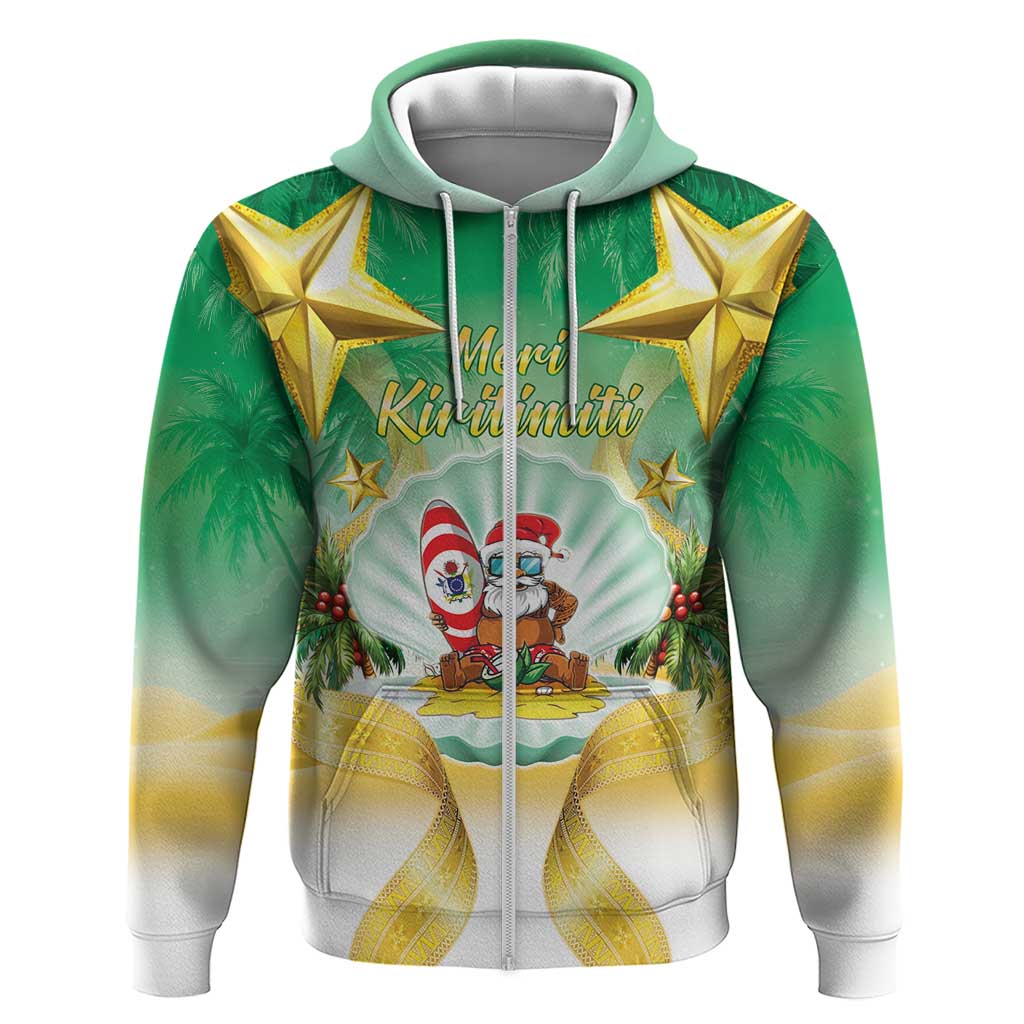 Cook Islands Christmas Zip Hoodie Seashell Santa Beach Vibes - Polynesian Pride